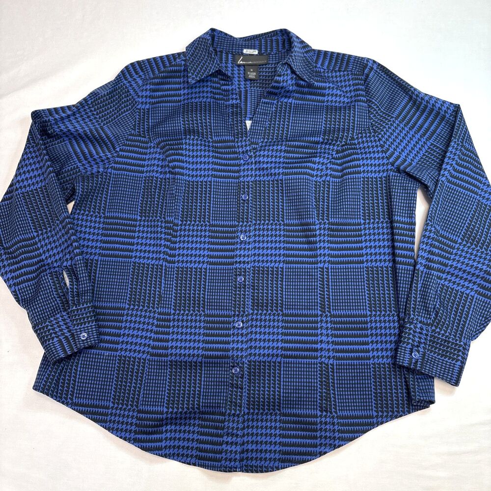 Lane Bryant Button Down Shirt Blue Long Sleeve Workwear Women Plus Size 18